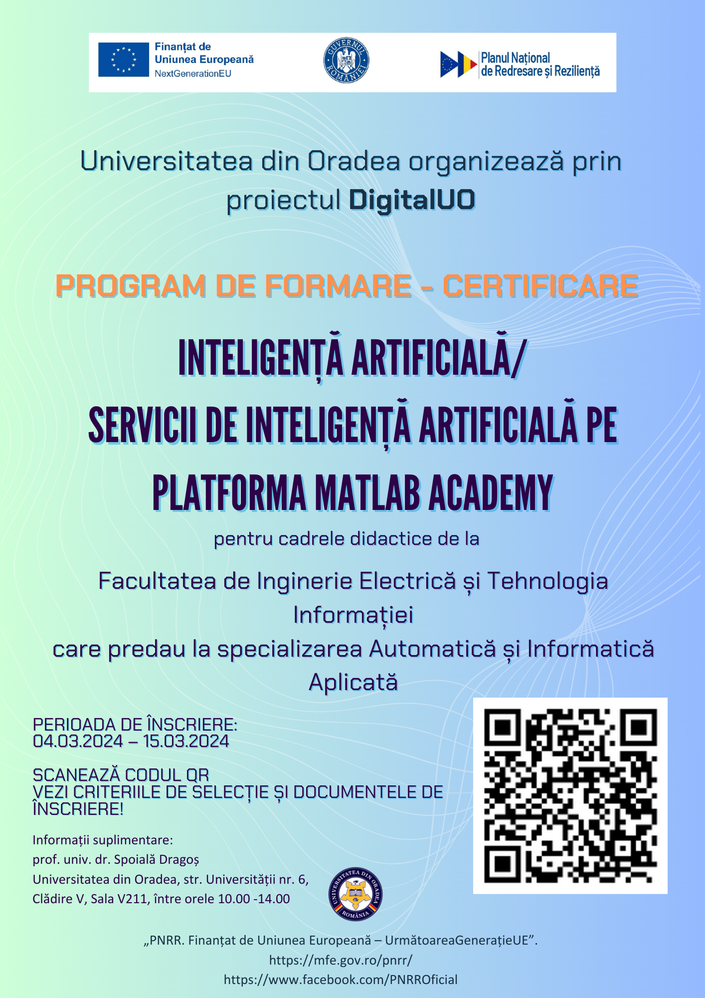 D DigitalUO Flyer Inteligenta artificiala prof. Spoiala cadre didactice